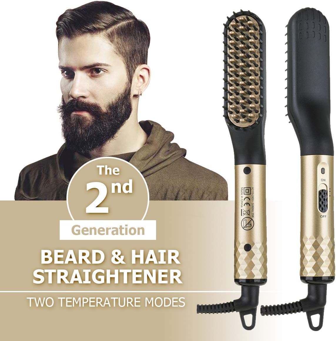Beard Straightener Comb, Beard Straightening brush, Hair Straightening Comb For Man Quick Styling Comb,Curly Hair Straightening Comb,Side Hair Detangling