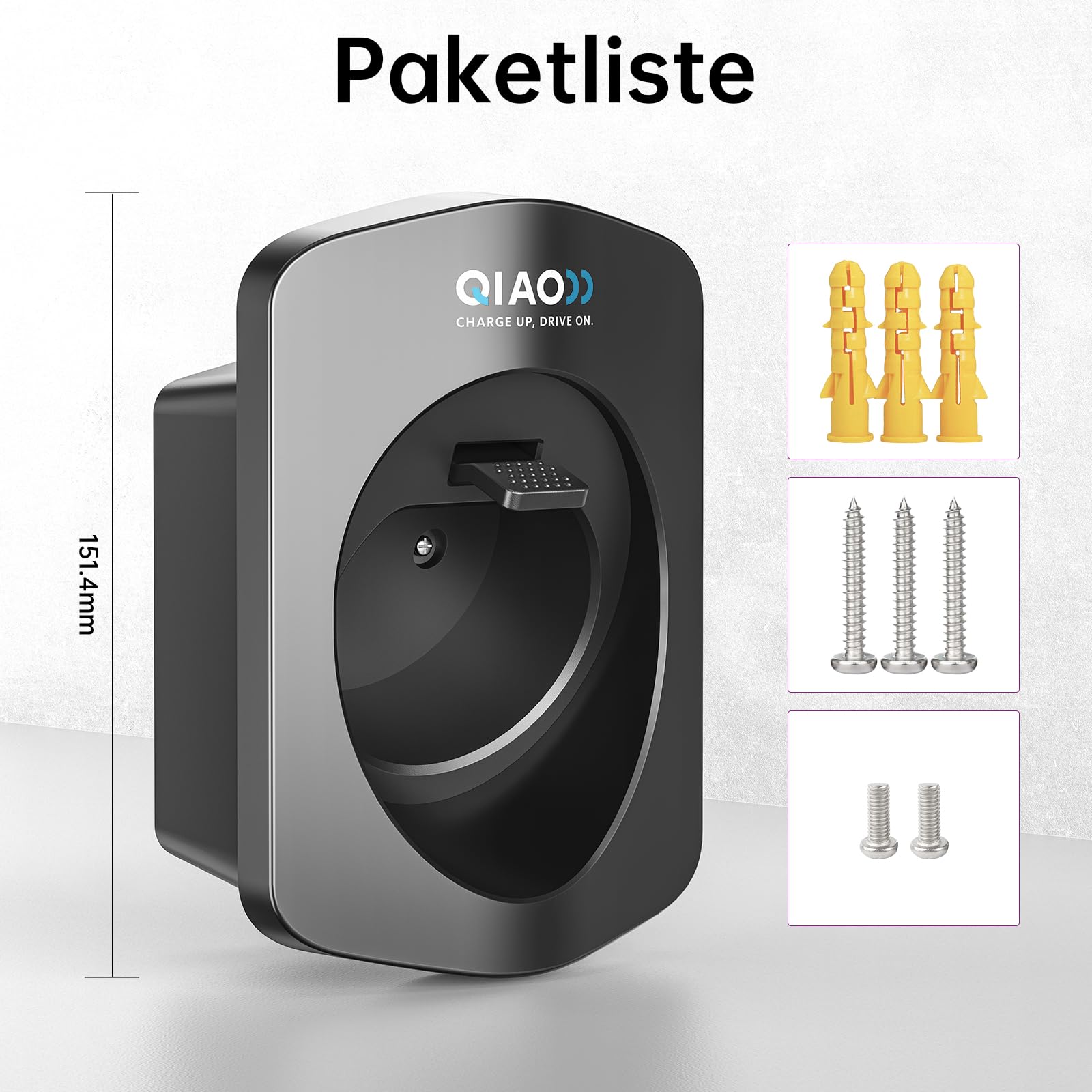 QIAO Typ 2 EV Ladegerät Halter, Wandhalterung EV Ladekabel Organizer für Elektroauto mit Typ 2 IEC 62196-2 Stecker, Wall Box Ladekabel Tidy Management für Indoor Outdoor Verwendung 8