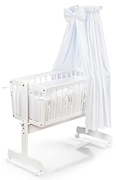 6-teiliges Wiegen-Set | Wiegenausstattung | geeeignet für Pendelwiege | Designwahl (Design: weiss)