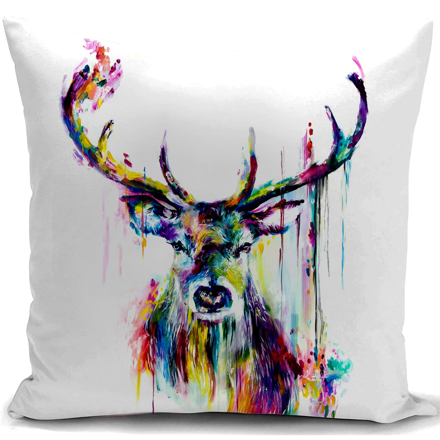 HUASHUZI Cushion Cover Hunting Gifts for Men Brother Stag Head Ornament Animal Deer Pillow Cover Decor Home for Livingroom Couch Sofa Gifts 18"x18"(45x45cm) — image 1