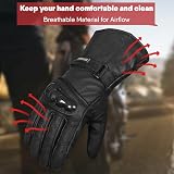 SAWANS Leather Motorcycle Gloves Hard Knuckle Thinsulate Windproof Waterproof view 7