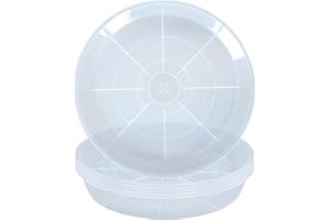 NIMYAU Clear Plant Saucer 6 Pack 4 6 7 8 10 12 14 16 inch, Heavy Duty Plastic Plant Tray Saucers for Indoors Outdoors, Plant Drainage Tray, Flower Planter Water Drip Trays for Pot (6", Clear)
