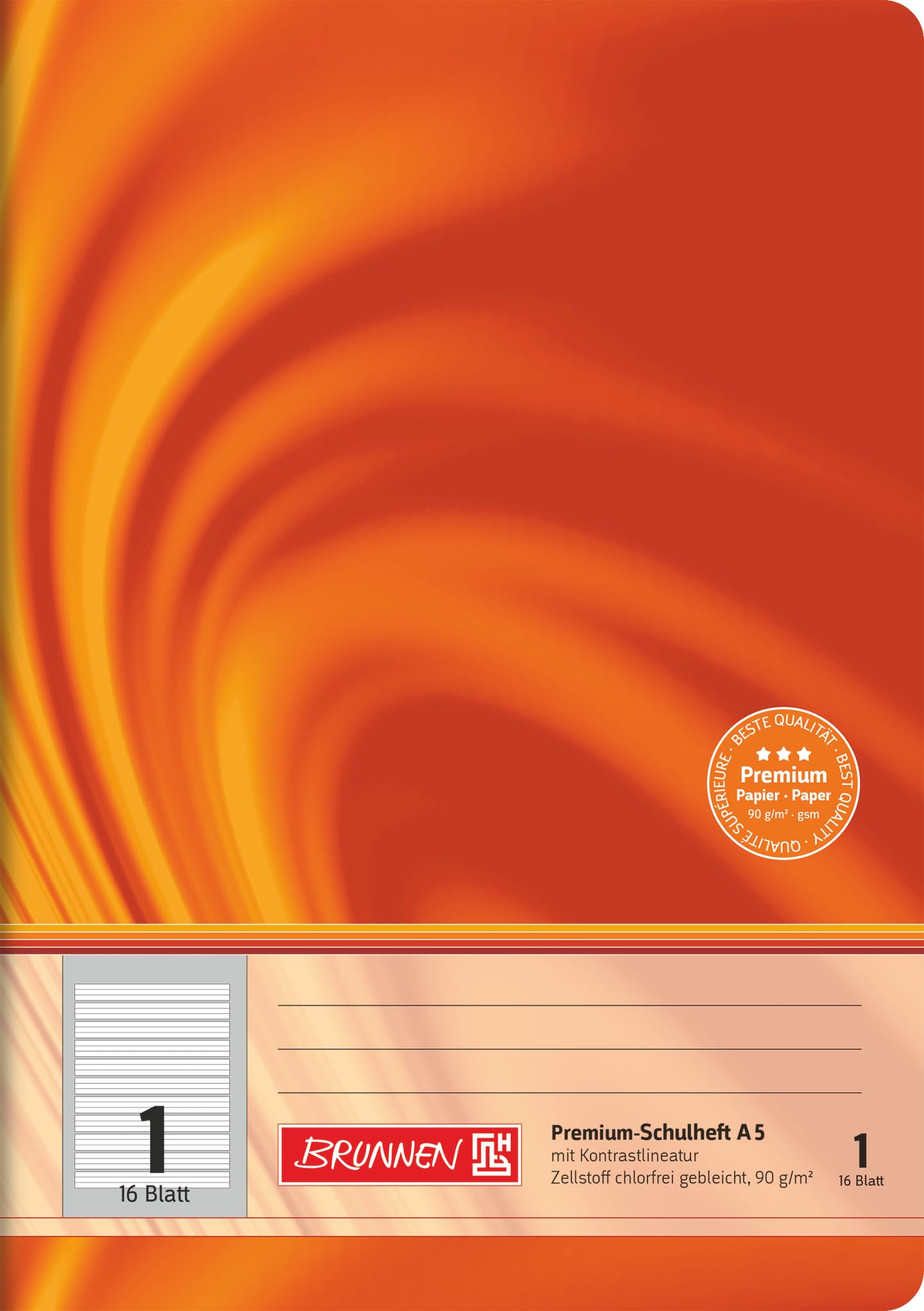 BRUNNEN Vivendi Premium Exercise Book A5 Ruling 1 16 Pages Orange