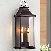 Lawyettle Oil Rubbed Bronze Dusk to Dawn Outdoor Wall Light, 20.6" Large Outside Wall Sconce Light 2-Light, Modern Exterior W