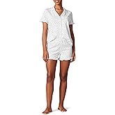 Amazon Essentials Womens Cotton Modal Piped Notch Collar Pajama Set, Comfortable Loungewear (Available in Plus Size)