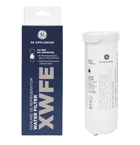GE XWFE REFRIGERATOR WATER FILTER, GENUINE REPLACEMENT FILTER, CERTIFIED TO REDUCE LEAD, SULFUR, AND 50+ OTHER IMPURITIES, REPLACE EVERY 6 MONTHS FOR BEST RESULTS, PACK OF 1