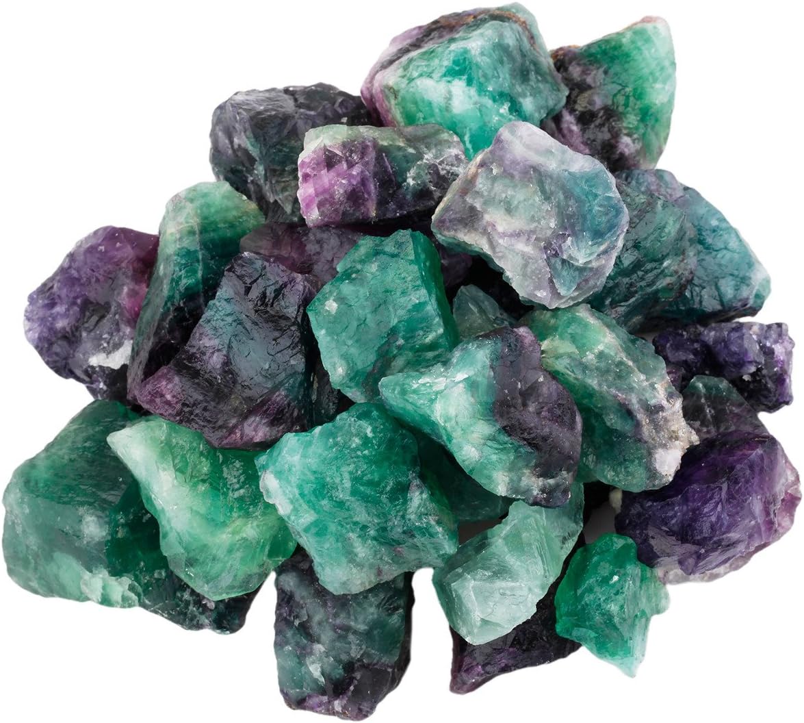 Hardscaping Materials - SUNYIK Natural Raw Stones Rough Rock Crystals for Tumbling,Cabbing,Fluorite,1pound(About 460 Gram)