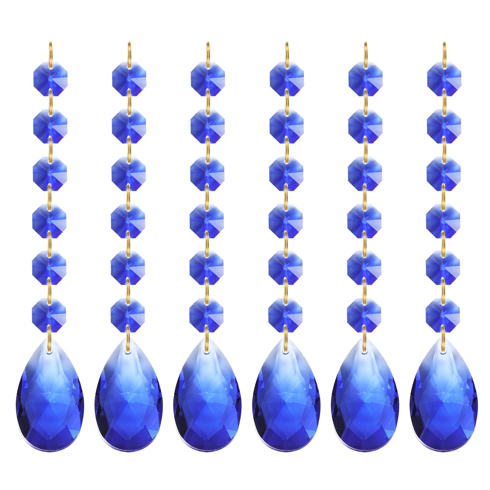 PATIKIL Teardrop Crystal Chandelier Pendants Beads, 6 Pack 160mm Length 38mm Chandelier Prisms Parts Ornaments Hanging Beads for DIY Arts Crafts Decoration, Blue