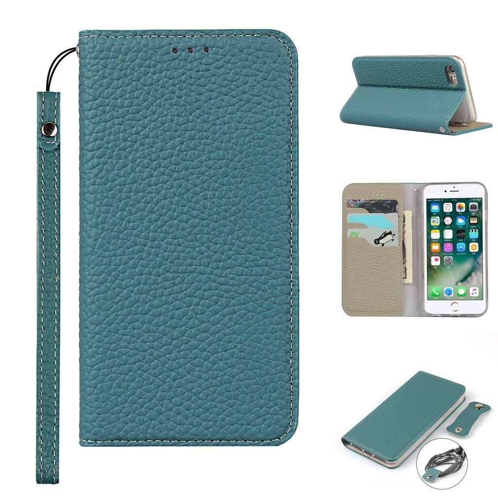 Copmob Phone Case iPhone 7/8/SE 2020/SE 2022,Genuine Leather Flip Wallet Case,[3 Card Holders][Magnetic][RFID-Blocking],Protective Phone Case Cover for iPhone 7/8/SE 2020/SE 2022 - Sky Blue