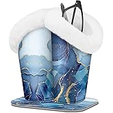 Fintie Plush Lined Double Eyeglasses Holder with Magnetic Base, Glasses Stand Case Organizer for Desk, Nightstand, Office, Ocean Marble