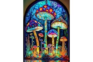 Suyaloo Mushroom Diamond Painting Kits for Adults,5D Rhinestone Diamond Art Kits for Adults Kids Beginner,DIY Flowers Round Full Drill Diamond Painting Kit Arts Craft for Home Wall Decor 12X16inch