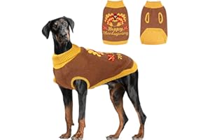 HUMLANJ Thanksgiving Knitted Dog Turtleneck Sweater Dog Sweaters Turkey Warm Pullover Sleeveless with Leash Hole for Puppy Doggy Doggie Yorkshire Chihuahua Pug(L)
