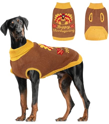 Thanksgiving Hundepullover – Mit Truthahn-Muster, Größe S, Mit Leinenloch, Für Mittelgroße Hunde