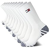 Tommy Hilfiger Mens Crew Socks - 10 Pack Moisture Wicking Cushioned Crew Running Socks for Men for Sports & Workout