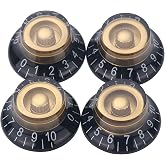 XIYANGJUAN 4Pcs Electric Guitar Knobs Black Gold Bell Top Hat Speed Control Volume Tone Knob for Les Paul Gibson Guitar Bass Acccessorie(Top Hat Style)