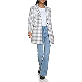 Karl Lagerfeld Womens Plaid Tweed Blazer