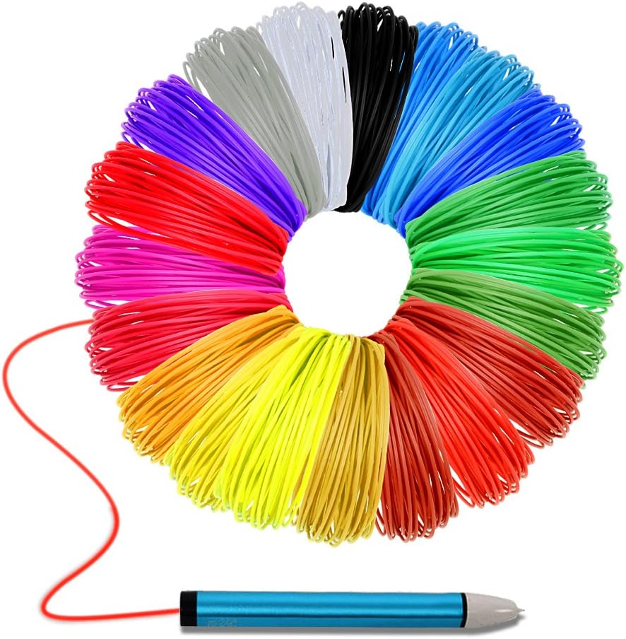 PLA 3D Pen Filament 1.75mm, 20 Colors Total 656 Feet, Compatible with 3D pens use 1.75mm diameter filament