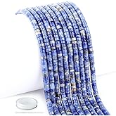 Natural Blue Sodalite Heishi Spacer Beads Loose Semi Precious Flat Round Gemstone Disc Shape Stone for Beading Jewelry Making 4x2mm 15.5"