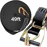 2 Pack Ratchet Straps Heavy Duty, 10000 LBS Break Strength Ratchet Strap Tie Down, 2” x 49ft Black Tie-Down Ratcheting Cargo Truck Straps with Durable Double J Hook for for Truck