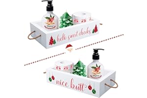 XEFINAL Christmas Bathroom Decor Wooden Storage Box Funny Holiday Toilet Paper Holder with Xmas Tree Farmhouse Christmas Holiday Decor Toilet Paper Holder Christmas Bathroom Decor Organizer Storage Gift Ideas