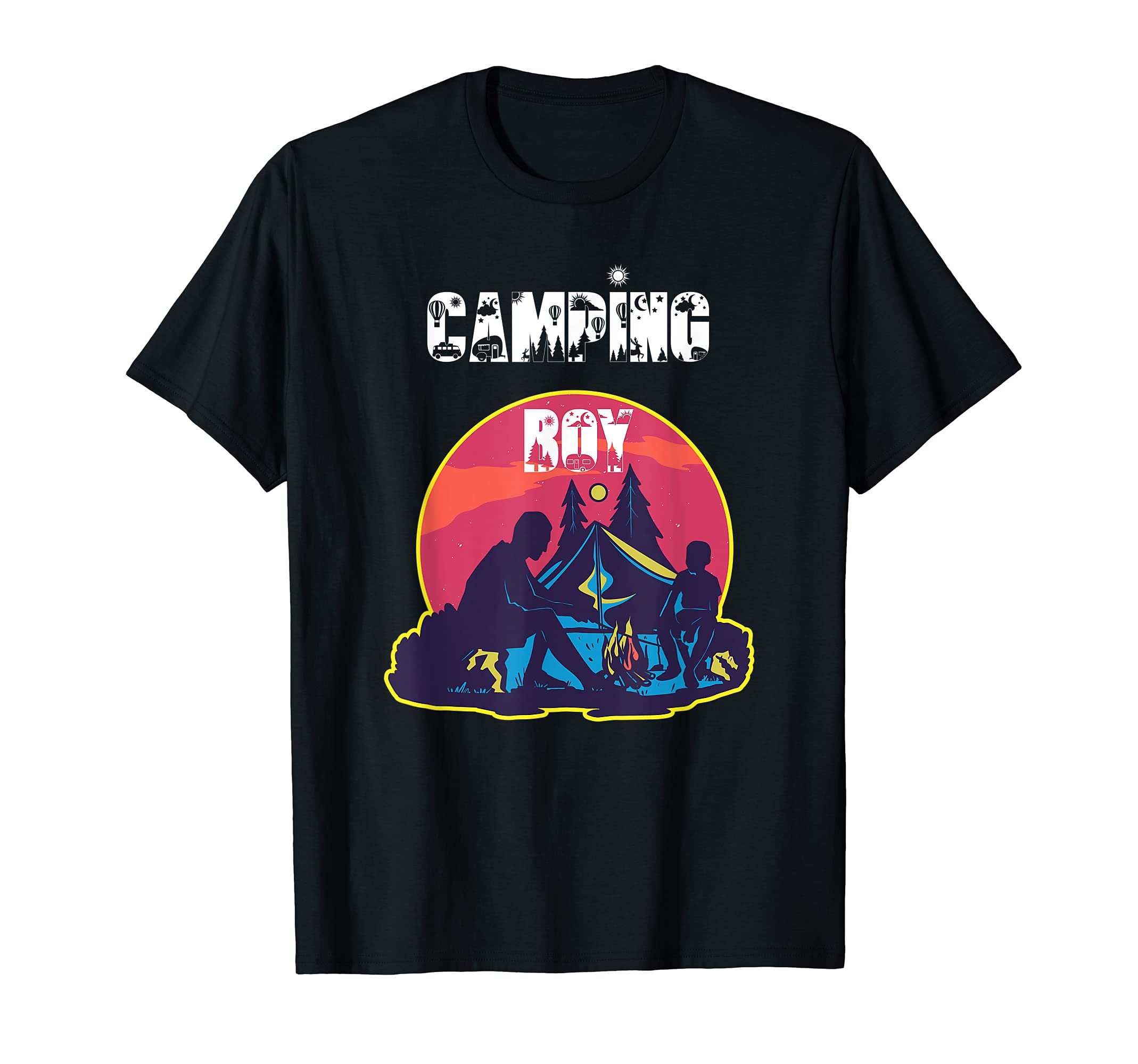 Camping Boy Camper Traveling Outdoor Trip Campfire T-Shirt