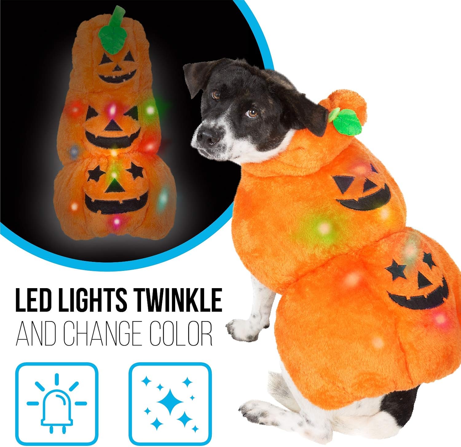 Soft Puffy Jack o'Lantern Pumpkin Dog Costume Halloween