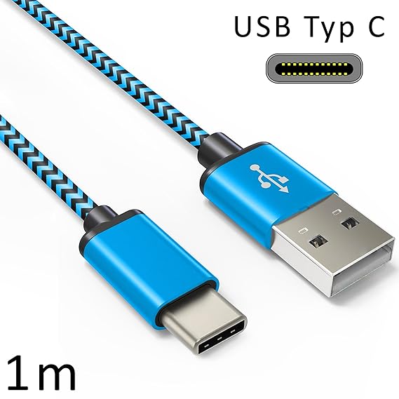 Coverlounge - Nylon USB Typ C Kabel/Datenkabel/Ladekabel [2.1 A] kompatibel für alle Xiaomi Smartphones mit USB Typ C Anschlu