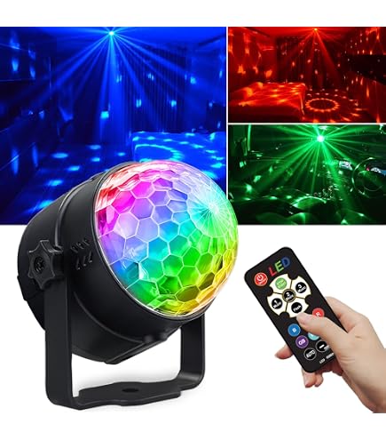 Bonlux Discoboule Lumière de fête Contrôlée par la musique DJ RGB Effet de lumière LED 3W 5V 3Mode 7Couleur avec télécommande et câble USB RGB Disco 360° Lumière de rotative pour Noël Bonlux Discoboule Lumière de fête Contrôlée par la musique DJ RGB Effet de lumière LED 3W 5V 3Mode 7Couleur avec télécommande et câble USB RGB Disco 360° Lumière de rotative pour Noël