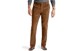 PLEPAN Mens Corduroy Pants - Classic Fit Stretch Elastic Waist Dress Pant