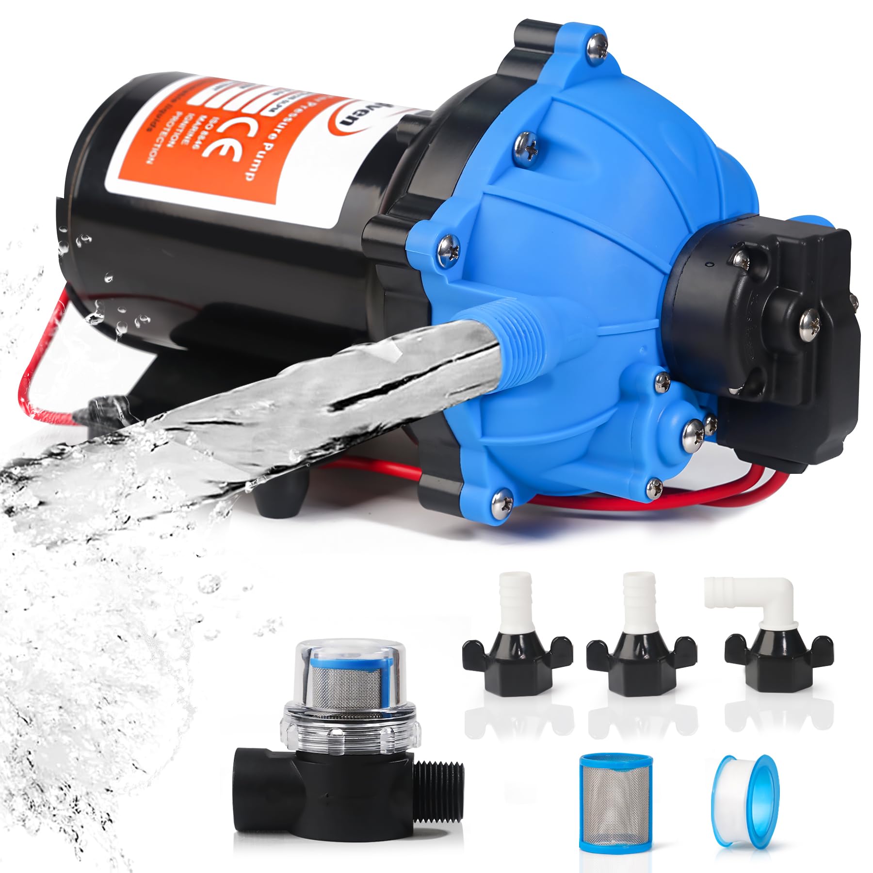 Photo 1 of [Upgraded Version] 12V DC RV Fresh Water Pump, 7GPM 70PSI, Five Chamber Self-Priming Diaphragm Pump with Heavy Duty Pressure Switch & Strainer for RV, Marine, Yacht, Caravan, Camper