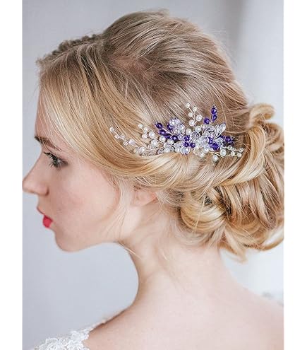 ANTIQUE Elegant Blue Rhinestones and Blond Hair Comb Vintage Victorian Hair Comb With Turquoise Rhinestones  main image 4