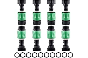 16 Pieces Garden Hose Quick Connect Fittings,Plastic Water Hose Quick Connect Fittings Plastic Fitting Adapter for Hose 3/4 I