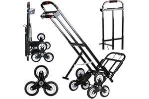 Mecete Hand Truck Dolly – 6 Years in Service – Stair Climbing Cart, Stair Climber Cart 460 Lb Capacity All Terrain Stair Dolly Heavy Duty with Telescoping Handle and 6 Wheels (Black) 2 Climbing Ropes
