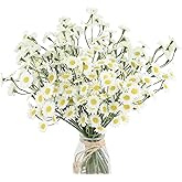 Floroom 24pcs Ivory Small Artificial Flowers Faux Silk Daisies Fake Wildflowers with Stems for DIY White Wedding Bouquets Floral Arrangements Party Decor Centerpieces Decorations (Vase Not Included)