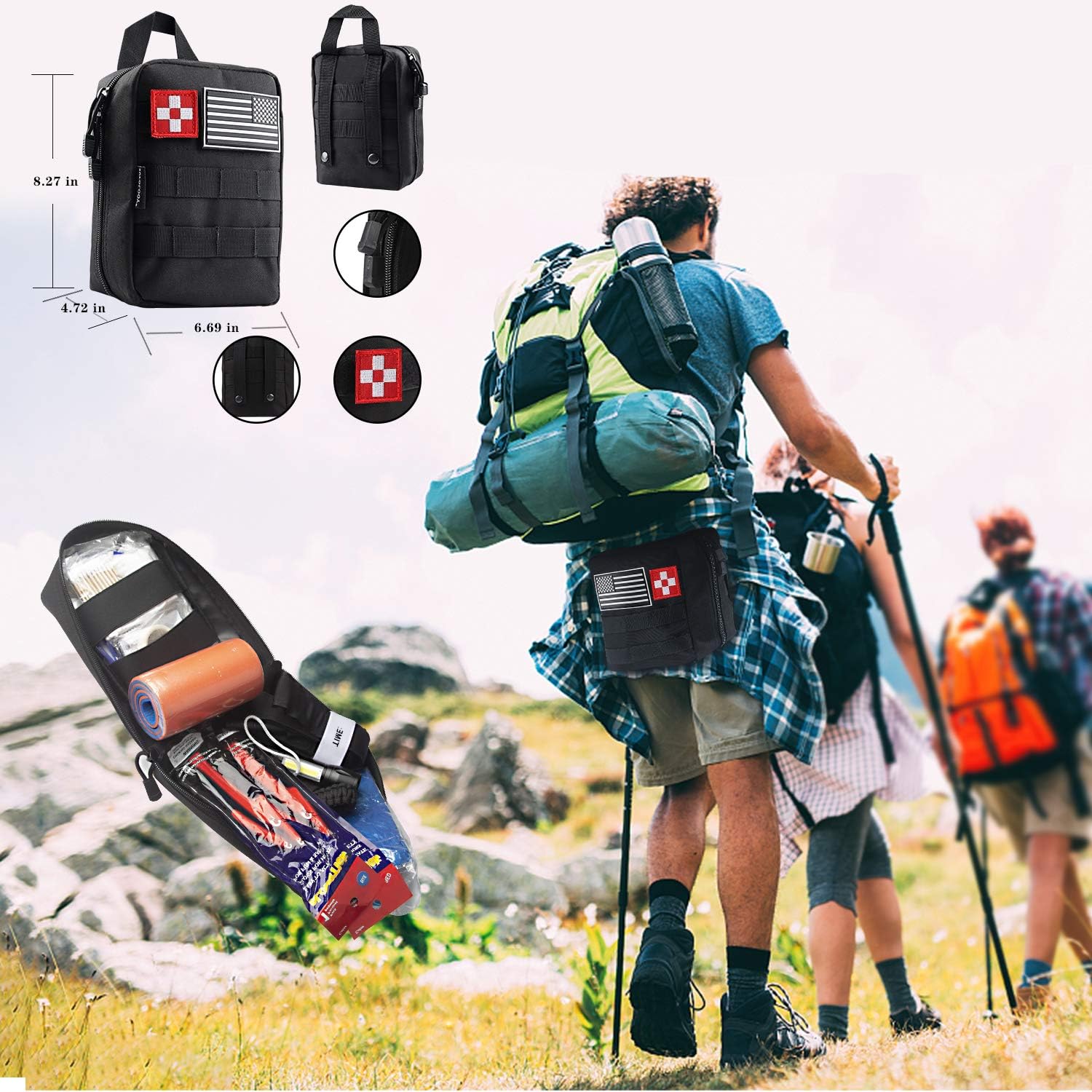 SUPOLOGY Emergency Survival First Aid Kit,135-In-1 Trauma Kit with Tourniquet 36" Splint, Military Combat Tactical IFAK EMT for First Aid Response, Disaster Home Outdoor Camping Emergency Kit: Health & Personal Care