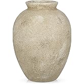 Large Rustic Ceramic Vase, 9.1 Inch Tall Farmhouse Vintage Flowers Vase, Decorative Terracotta Vases Antique Pottery Vases for Living Room Kitchen Mantel Entryway Table Centerpieces Shelf Decor