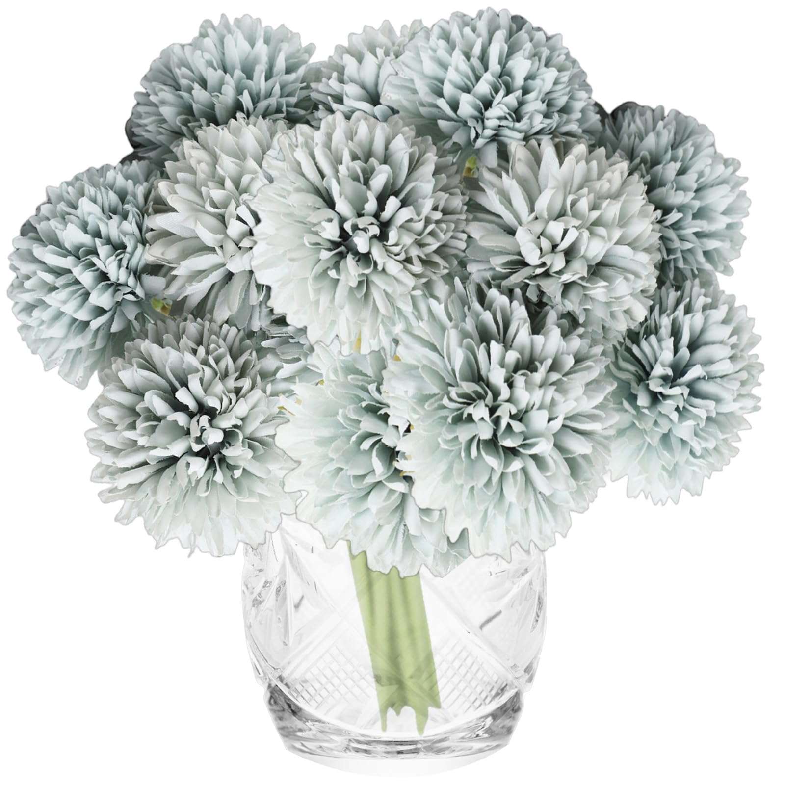 astylishome Artificial Flowers for Graves 12 Pieces Fake Ball Flower Dandelion Simulation Bouquets Bridal Bouquet Suitable for Family Gathering Wedding Decoration Blue 1604