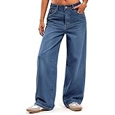ZendEsltenx Low Rise Baggy Jeans for Women Trendy Wide Leg Loose Fit Denim Pants Y2K Stretchy Jeans