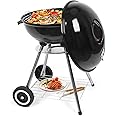 Outvita Charcoal Grill, 18 inch Stainless Steel BBQ Charcoal with Wheels and Storage Holder for Camping, Picnic, Barbecue, Party, Outdoor Activities