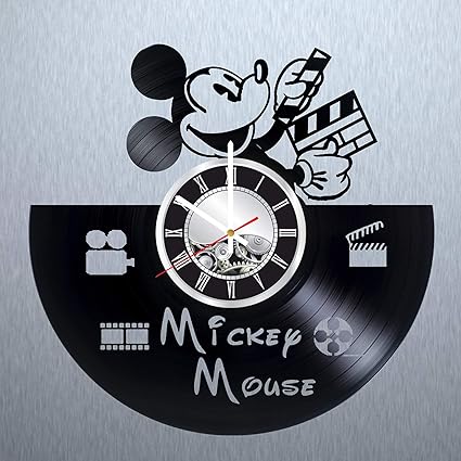  Mickey Mouse Vinyl Wall Clock Vintage Record