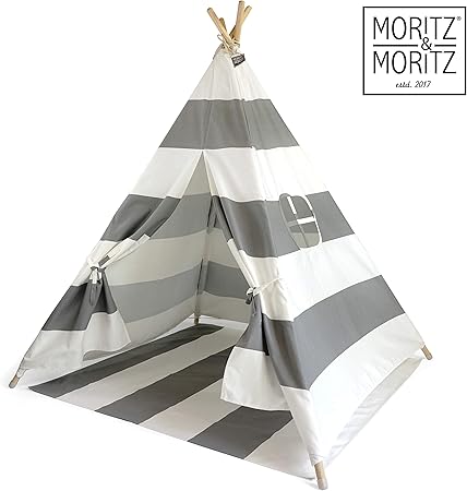 Moritz Moritz Tipi Zelt Fur Kinder Grau Gestreift Kinderzelt Spielzelt Geschenkidee Mit Bodendecke Und Fenster Fur Haus Und Garten Amazon De Kuche Haushalt
