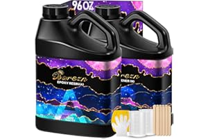 Bsrezn 96OZ Epoxy Resin Kit, Upgraded Crystal Clear Hard Casting Resin and Hardener Epoxy Resina Epoxica Transparente 2 Part Resin Art Supplies for Jewelry Making Mold Table Top Craft 1:1 Starter Kit