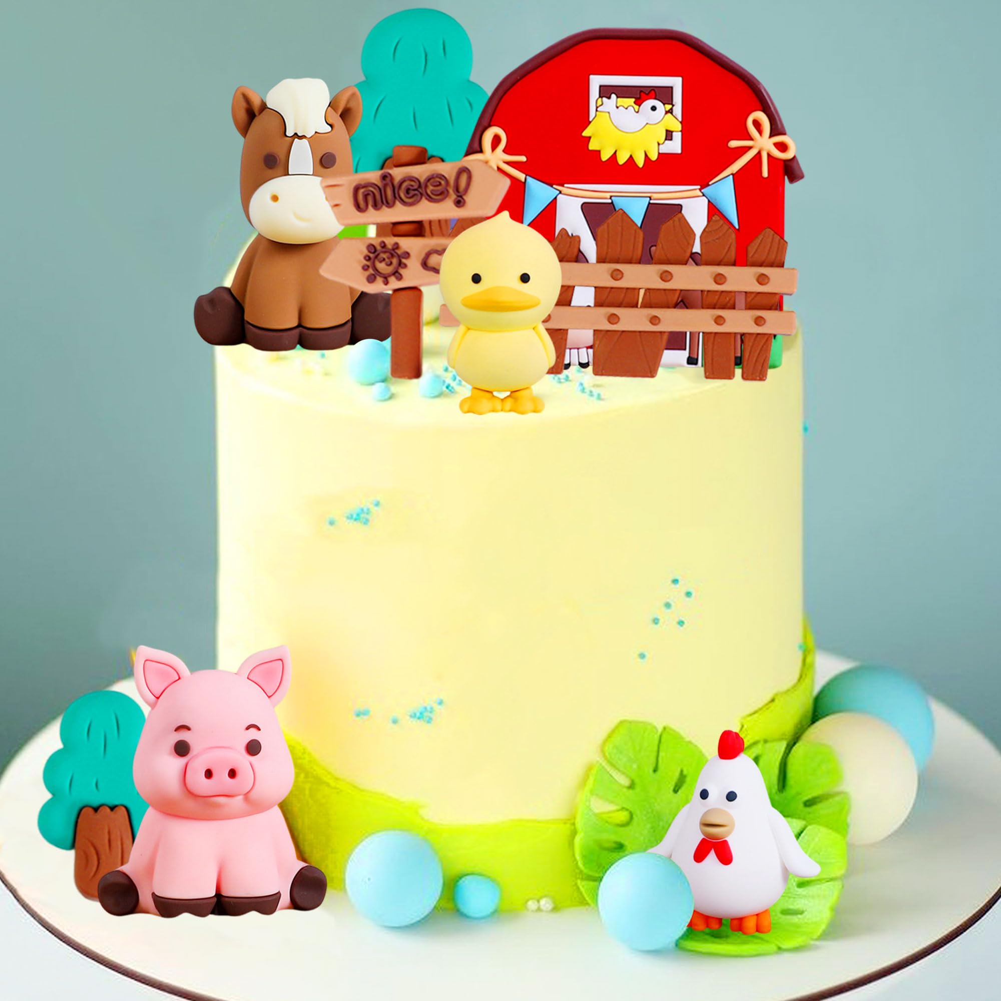 Roaring Good Time Bauernhof Geburtstag Deko - Farm Birthday Kuh Schafe Kuchen Tortendeko 8