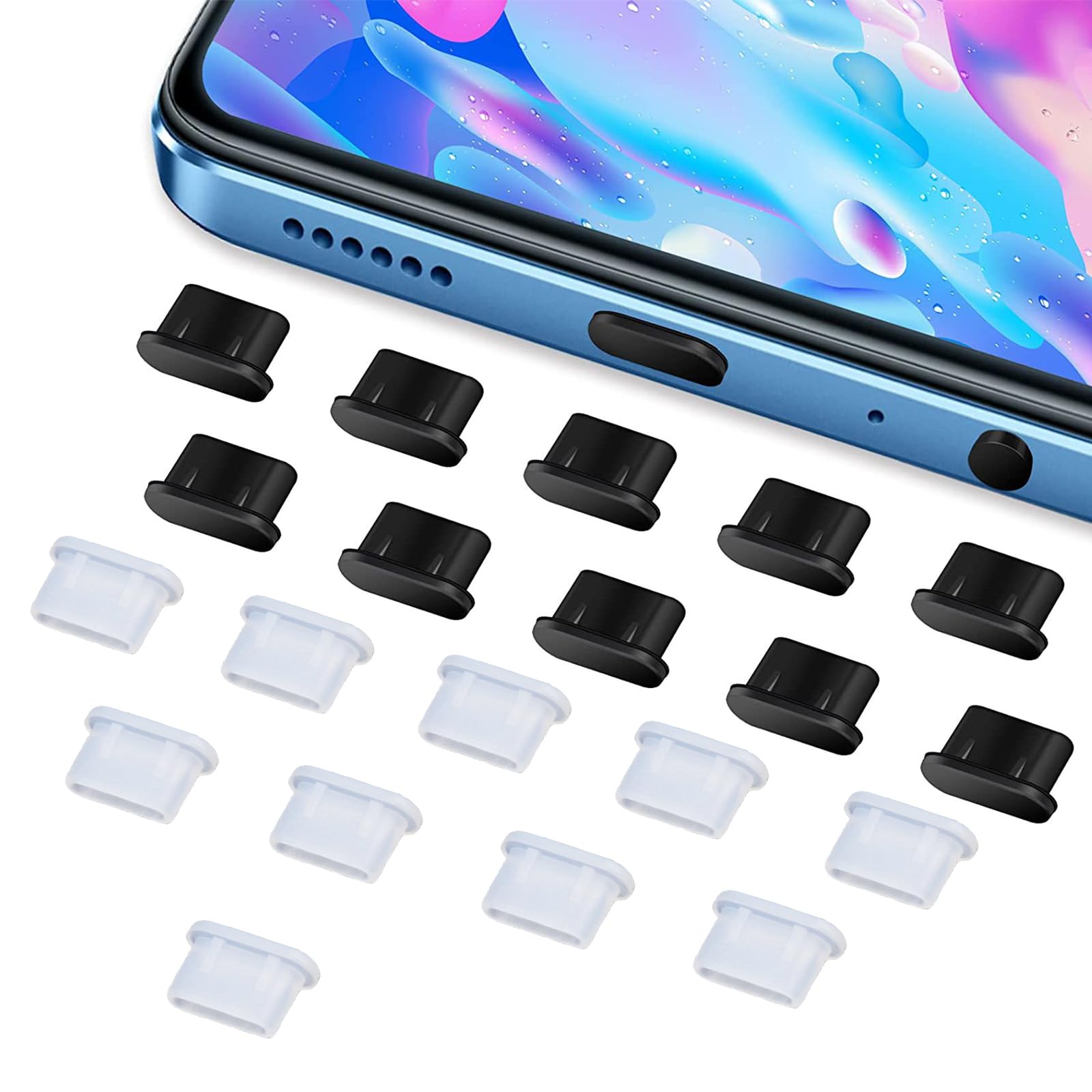SURALIN Pack of 20 USB C Dust Plugs, Silicone Type C Port Dust Plug, USB C Dust Plug, Silicone Cover, USB Type C Port, Compatible with Most Type C Charging Port