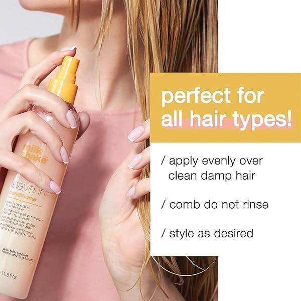 MILK SHAKE LEAVE-IN CONDITIONER SPRAY DETANGLER FOR NATURAL HAIR – PROTECTS COLOR TREATED HAIR AND HYDRATES DRY HAIR FOR SOFT AND SHINY STRAIGHT OR CURLY HAIR, 11.8 FL OZ