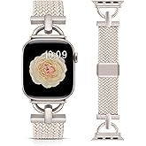 Wearlizer Braided Magnetic Band Compatible with Apple Watch Bands 42/46/38/40/41/44/45/49mm Women Men, Designer D-Shape Stretchy Elastic Nylon Strap for iWatch Series 11 10 9 8 7 6 5 4 SE/Ultra 3 2 1