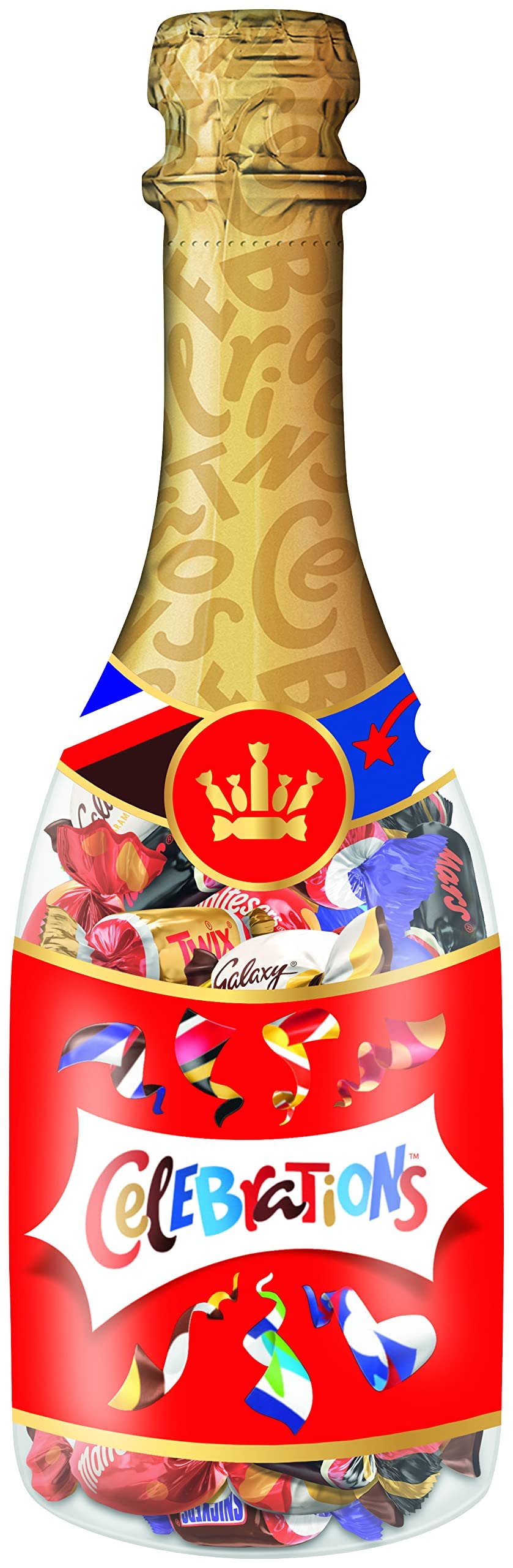 Celebrations Geschenkflasche Champagnerflasche, Mini-Schokoriegel Mix Snickers, Twix und mehr, Geschenk Schokolade, 1 x 312g Flasche 2