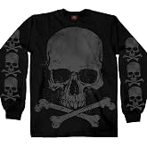 Hot Leathers Men’s Long Sleeve Shirt Biker Collection – Skulls, Flags, Fire, and American Pride