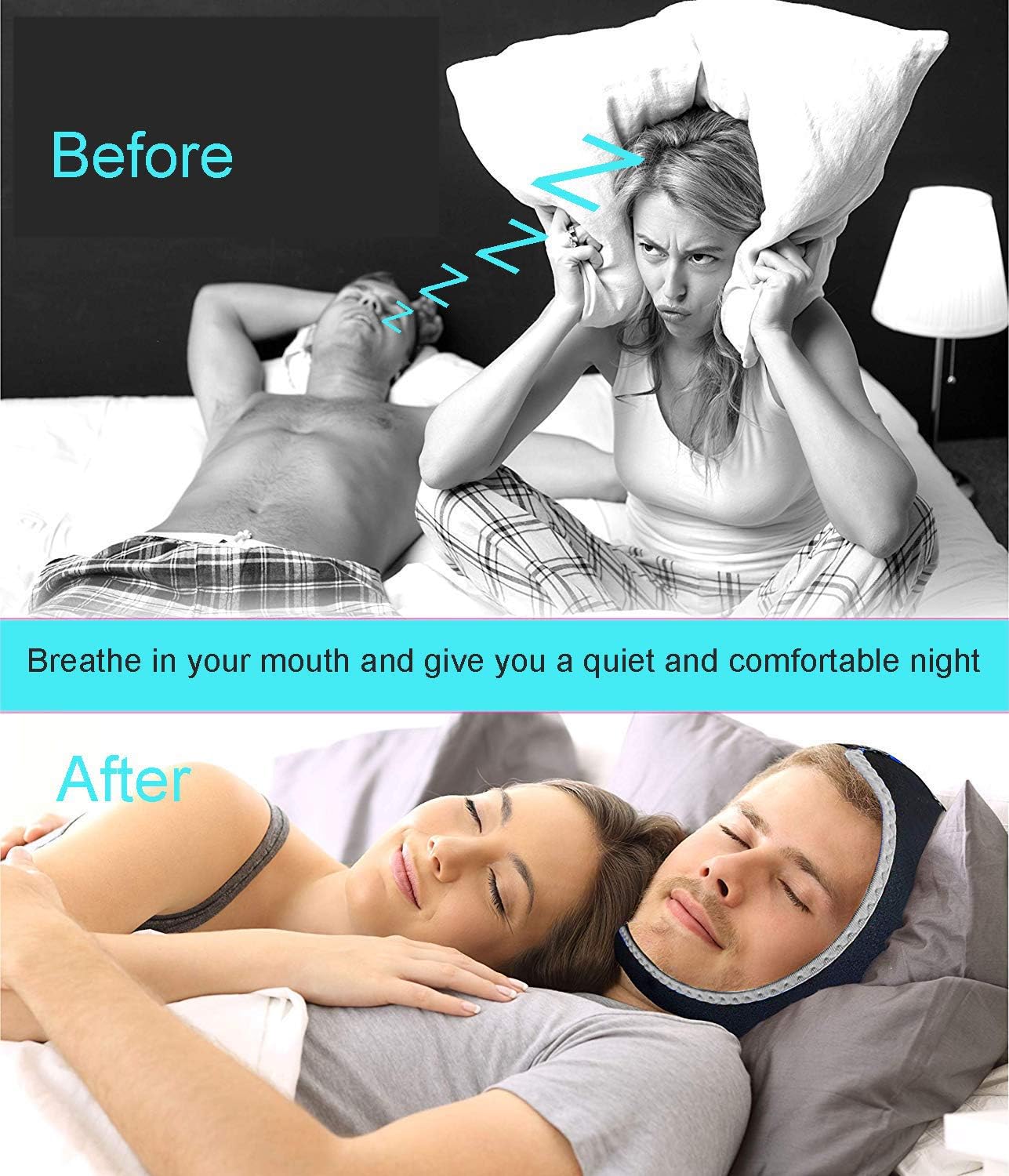 Anti Snoring Snore Chin Strap Large, Resmed Cpap Supplies Chin Straps, Snore Stopper Chin Strap, Anti Snore Snoring Chin Strap Devices for Men Women Kids, Anti My Snoring Snore Solution: Health & Personal Care