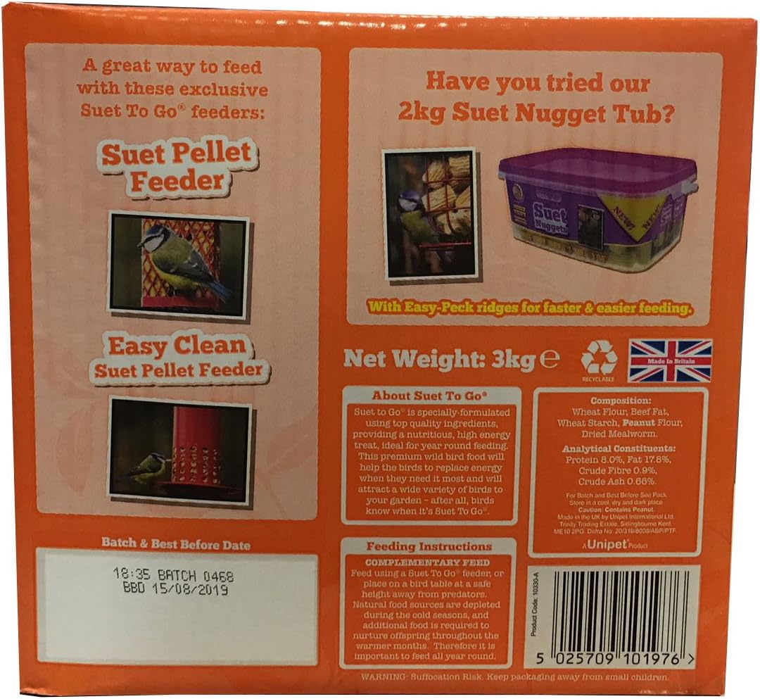 Suet to Go Grab N’ Go Mealworm Suet Pellets 3kg, Clear, 3 kg - Image 5